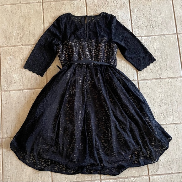 City Chic Womens Plus Size 20 Black Lace Lover Hi Low Midi Belt Dress NWT A-Line - Picture 9 of 12